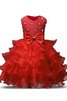 Abito da Cerimonia Bambini con Increspature A Terra Tondo Senza Maniche Ball Gown - 1