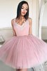 Abito Homecoming V-Scollo A-Line Principessa in Tulle Naturale - 1