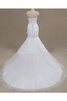 Abito da Sposa Senza Maniche in pizzo Sirena in Organza Allacciato con Increspature - 2