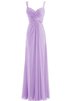 Robe demoiselle d'honneur ruché avec zip en chiffon a-ligne longueru au niveau de sol - 3