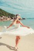 Robe de mariée plissé simple fermeutre eclair a plage de traîne courte - 2