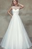 Abito da Sposa Tondo con Fiore in Tulle A-Line con Criss-cross in Raso - 1