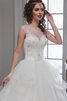 Abito da Sposa Senza Maniche con Increspature Coda A Strascico Cappella A-Line Lungo Naturale - 2