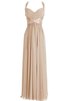 Robe demoiselle d'honneur naturel plissage manche nulle en chiffon jusqu'au sol - 6