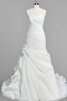 Robe de mariée naturel cordon en organza ruché de traîne moyenne - 2