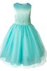 Robe de cortège enfant elevé avec décoration dentelle decoration en fleur en tulle en satin - 1