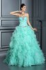 Robe de quinceanera longue de mode de bal en organza avec lacets avec sans manches - 3