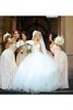 Abito da Sposa Ball Gown Cuore Spazzola Treno in Tulle con Perline Naturale - 5