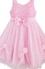 Abito da Cerimonia Bambini in Tulle con Fiore con Perline A-Line Cerniera con Increspature - 1