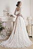 Robe de mariée longueru au niveau de sol en satin de col en v cordon decoration en fleur - 4