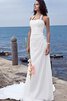 Vestido de Novia de Corte Recto de Playa de Escote halter de Abalorio de Natural - 2