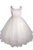 Robe de cortège enfant naturel en organza col u profond en satin avec décoration dentelle - 1