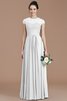 Natürliche Taile A Linie Kurze Ärmeln Juwel Ausschnitt Brautjungfernkleid mit Bordüre - 34