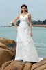 Robe de mariée delicat en plage en satin bandouliere spaghetti manche nulle - 1