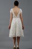 Robe de mariée vintage au niveau de genou de col entaillé avec zip ligne a - 3