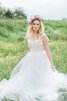 Abito da Sposa Cerniera con Piega con Nastro con Increspato con Increspature Senza Maniche - 1