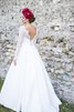 Abito da Sposa in Raso in pizzo Naturale A Terra A-Line con Maniche Lunghe - 1