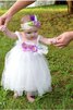 Abito da Cerimonia Bambini in Tulle con Piega con Fusciacca con Piume Ball Gown con Nastro - 1