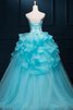 Robe de quinceanera longue naturel textile en tulle decoration en fleur de col en cœur - 2