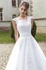 Robe de mariée plissage ligne a jusqu'au sol appliques cordon - 2