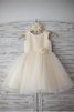 Robe de cortège enfant naturel col u profond jusqu'au sol fermeutre eclair en tulle - 2