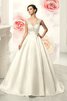 Robe de mariée naturel avec sans manches v col profonde en satin col u profond - 1