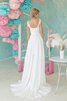 Robe de mariée simple plissage nature col u profond avec décoration dentelle - 3