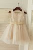 Robe de cortège enfant naturel textile en tulle avec ruban a-ligne de princesse - 2