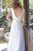 Abito da Sposa in pizzo con Fusciacca Profondo V-scollo in Chiffon A-Line Semplice - 3