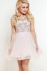 Abito Homecoming con Piega in Tulle Cappellino sogno mini con Manica Corte - 1