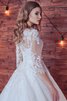 Robe de mariée romantique plissage avec lacets de col bateau avec nœud à boucles - 4