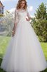 Abito da Sposa Ball Gown in pizzo Spazzola Treno decorato Allacciato con Applique - 1