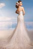 Abito da Sposa sensuale A Terra Sirena Senza Maniche con Applique Allacciato - 2