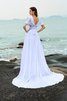 Abito da Sposa con Increspature A-Line con Manica Corte a Spiaggia Lunghi - 2