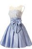 Abito Homecoming con Fiocco lusso A-Line con Piega in Taffeta Senza Maniche - 3