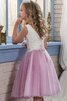 Prinzessin A-Linie Natürliche Taile Junoesque Blumenmädchenkleid mit Blume - 2