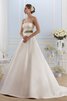 Abito da Sposa in Raso Semplice Spazzola Treno senza spalline Ball Gown Senza Maniche - 1