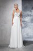 Robe de mariée luxueux avec sans manches v encolure de traîne courte en chiffon - 1