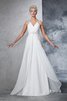 Abito da Sposa con Increspato Alta Vita in Chiffon Spazzola Treno A-Line - 4