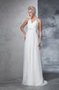 Abito da Sposa con Increspato Alta Vita in Chiffon Spazzola Treno A-Line - 6