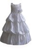 Abito da Cerimonia Bambini in Taffeta Senza Maniche con Increspature con Fiore A-Line - 1