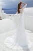 Abito da Sposa in Pizzo a Spiaggia con Perline Senza Maniche Sirena Elegante - 3