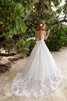 Abito da Sposa in Organza con Applique A-Line a Spiaggia Naturale A Terra - 3