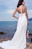 Vestido de Novia de Corte Recto de Playa de Escote halter de Abalorio de Natural - 8