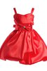 Robe de cortège enfant avec nœud à boucles au niveau de genou ligne a en taffetas avec zip - 1