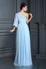 Robe demoiselle d'honneur longue en chiffon jusqu'au sol gaine en 3/4 manche - 30