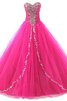 Robe de quinceanera avec perle de col en cœur appliques cordon en tulle - 1