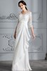 Abito da Sposa con Tre Quarti Lunghezza Maniche V-Scollo A Terra in Chiffon Naturale - 6