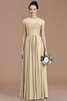 Natürliche Taile A Linie Kurze Ärmeln Juwel Ausschnitt Brautjungfernkleid mit Bordüre - 12