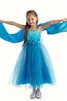 Robe de cortège enfant plissé longueur à cheville avec zip bandouliere spaghetti en tulle - 2